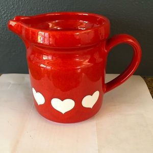 Waechterbach vintage NWOT red pitcher white hearts made in Germany